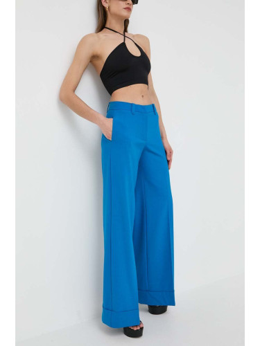 Панталон с вълна Pinko в синьо с широка каройка, с висока талия