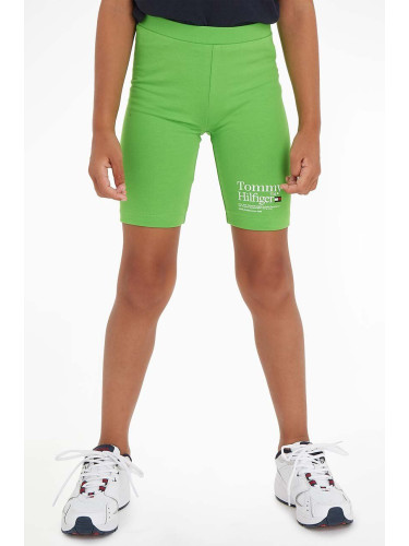 Детски къси панталони Tommy Hilfiger В зелено с изчистен дизайн