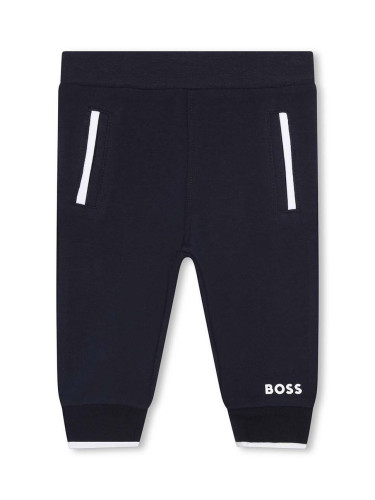Бебешки спортен панталон BOSS в тъмносиньо с изчистен дизайн