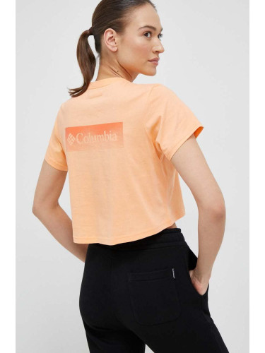Памучна тениска Columbia в оранжево