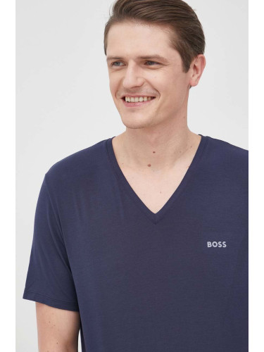 Тениска BOSS мъжки в тъмносиньо с изчистен дизайн