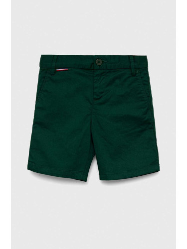 Детски къси панталони Tommy Hilfiger в зелено с регулируема талия