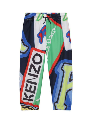 Детски спортен панталон Kenzo Kids в тъмносиньо с десен