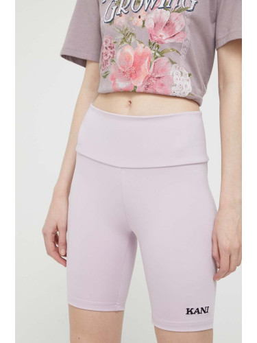 Къс панталон Karl Kani в розово с апликация със стандартна талия