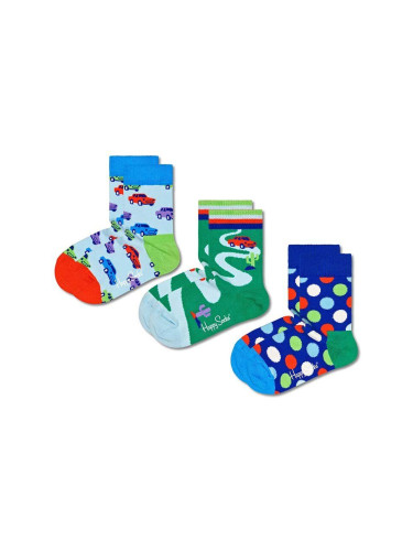 Детски чорапи Happy Socks Kids Car (3 чифта) в синьо