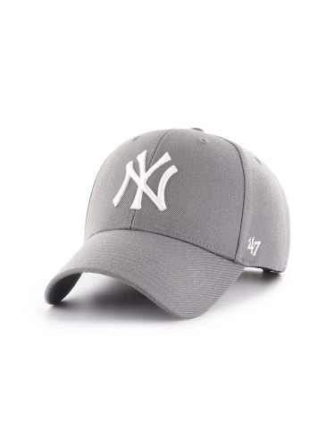 Шапка с козирка 47 brand MLB New York Yankees в сиво с апликация  B-MVPSP17WBP-DY