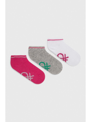 Детски чорапи United Colors of Benetton (3 броя) в розово