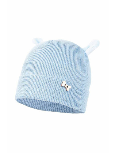 Детска памучна шапка Jamiks JERRY в синьо с фина плетка от памук