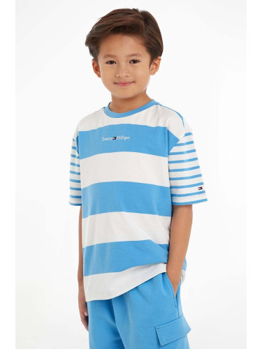 Детска тениска Tommy Hilfiger в синьо с десен