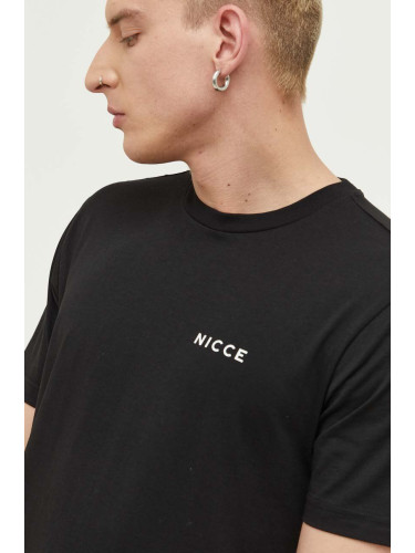 Памучна тениска Nicce в черно с изчистен дизайн