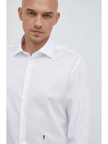 Памучна риза Seidensticker мъжка в бяло с кройка по тялото класическа яка 01.676550