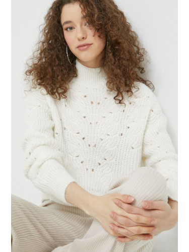 Пуловер Superdry дамски в бяло с ниско поло
