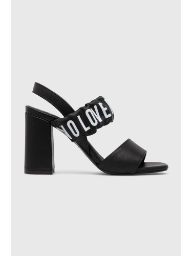 Кожени сандали Love Moschino в черно JA16358G0GIE0000