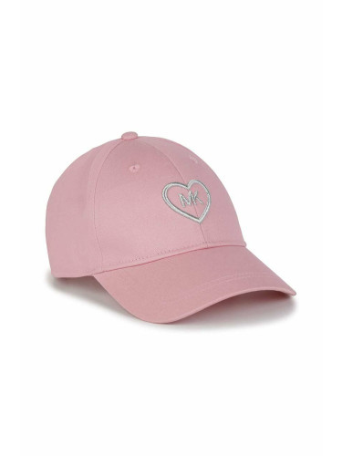Детска памучна шапка Michael Kors в розово с апликация