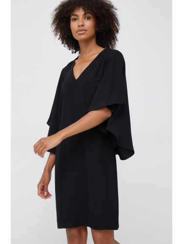 Рокля Lauren Ralph Lauren в черно къс модел със стандартна кройка