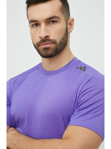 Тениска за трениране adidas Performance Designed for Training в лилаво с изчистен дизайн