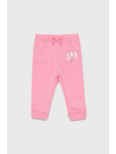 Детски панталони GAP в розово с принт