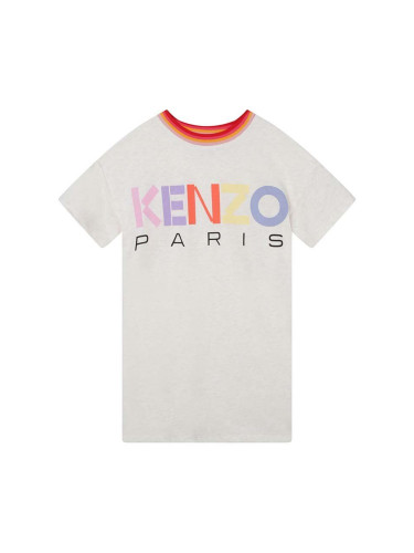 Детска рокля Kenzo Kids в бежово къс модел със стандартна кройка
