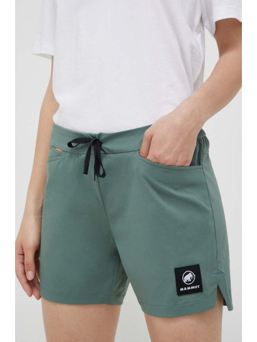 Къс панталон за спортове на открито Mammut Massone Light в зелено с изчистен дизайн със стандартна талия