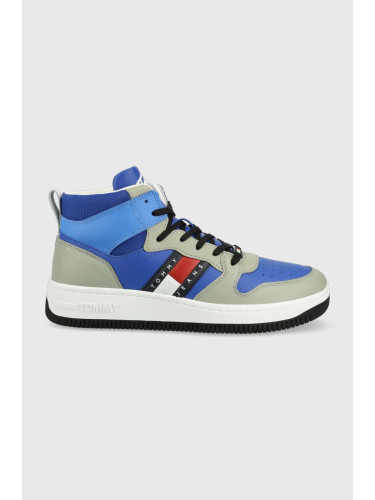 Кожени маратонки Tommy Jeans Mid Pop Basket