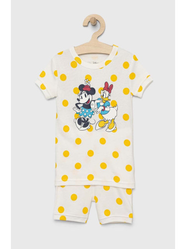 Детска памучна пижама GAP x Disney в жълто с десен