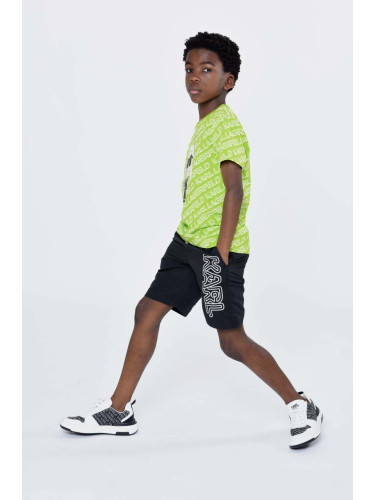 Детска памучна тениска Karl Lagerfeld в зелено с десен