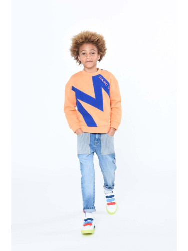 Детски памучен суичър Marc Jacobs в оранжево с принт