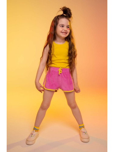 Детски къси панталони Coccodrillo в лилаво с изчистен дизайн с регулируема талия