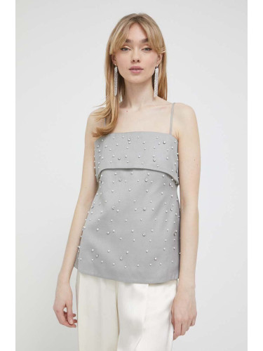 Блуза с вълна Stine Goya в сиво с апликация