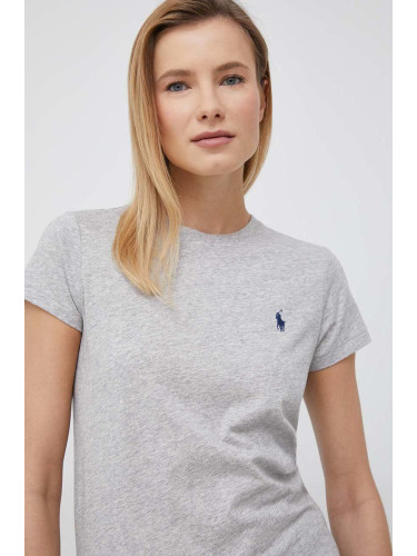 Памучна тениска Polo Ralph Lauren в сиво 211898698
