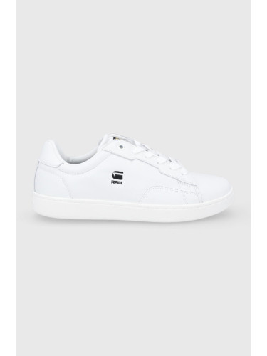 Кожени обувки G-Star в бяло с равна подметка