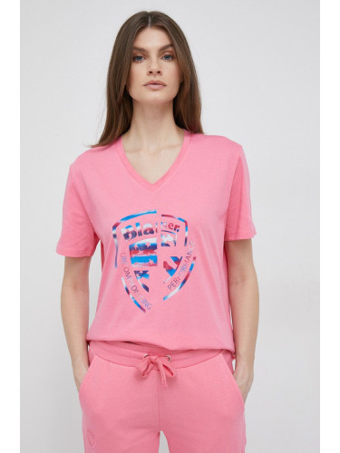 Памучна тениска Blauer в розово