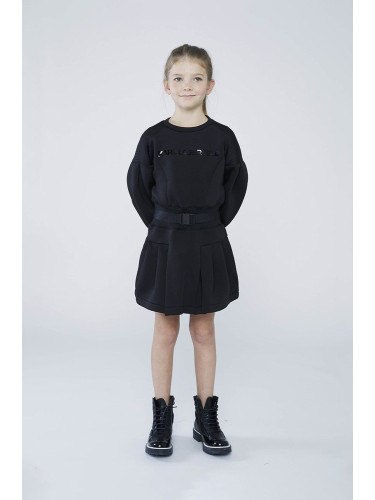 Детска рокля Karl Lagerfeld в черно къс модел разкроен модел