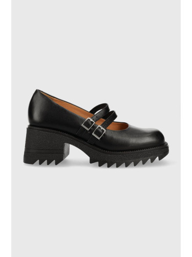 Кожени половинки обувки Charles Footwear Kiara Mary Jane в черно с платформа Kiara.Mary.Jane.Loafer