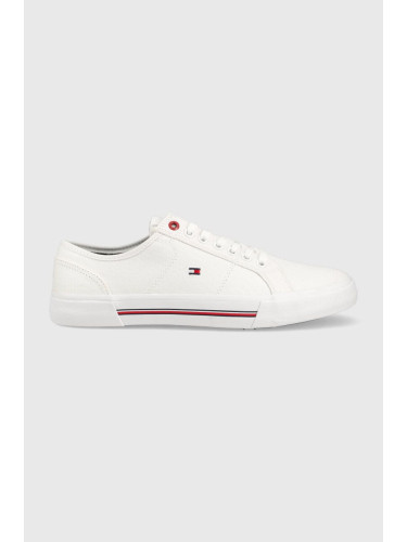 Ниски кецове Tommy Hilfiger CORE CORPORATE VULC CANVAS в бяло FM0FM04560