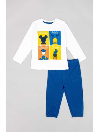 Детска памучна пижама zippy в тъмносиньо с десен