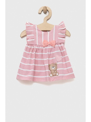 Бебешка рокля Mayoral Newborn в розово къс модел разкроен модел