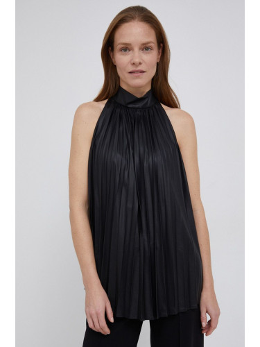 Блуза Sisley дамска в черно с изчистен дизайн