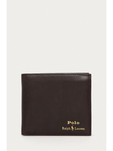 Кожен портфейл Polo Ralph Lauren мъжки в кафяво 405803866001