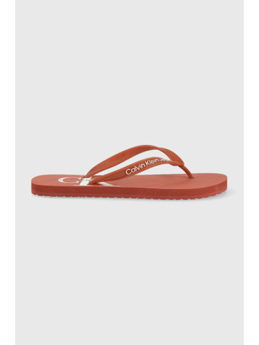 Джапанки Calvin Klein Jeans Beach Sandal Monogram в червено