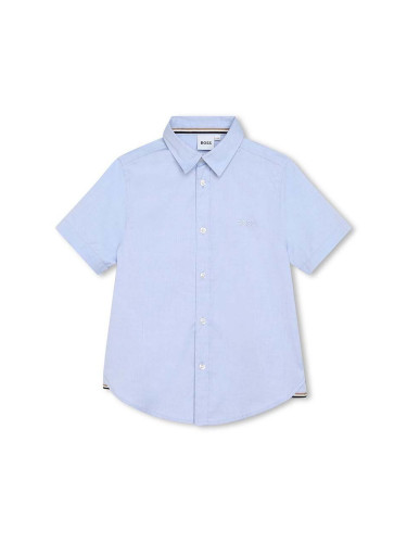 Детска памучна риза BOSS в синьо