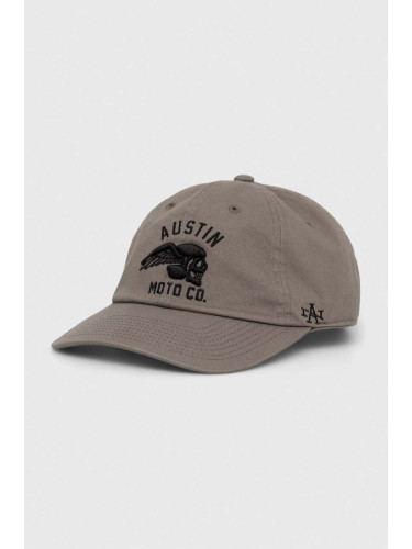 Памучна шапка с козирка American Needle Austin Moto в сиво с апликация