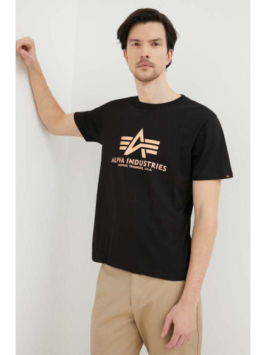 Памучна тениска Alpha Industries Basic T-Shirt Foil Print в черно с принт 100501FP.365