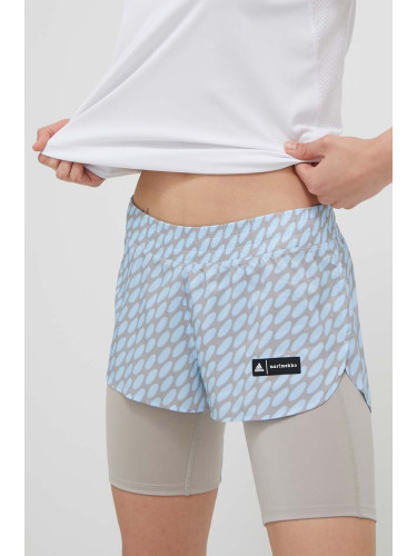 Къс панталон за бягане adidas Performance Marimekko Run Icons в сиво с десен със стандартна талия