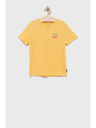 Детска памучна тениска Vans в жълто