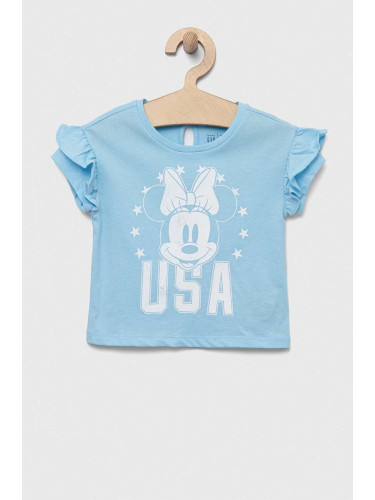 Детска памучна тениска GAP x Disney в синьо