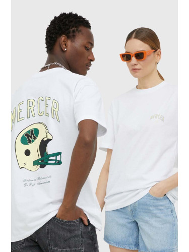 Памучна тениска The Mercer Brand в бяло с принт