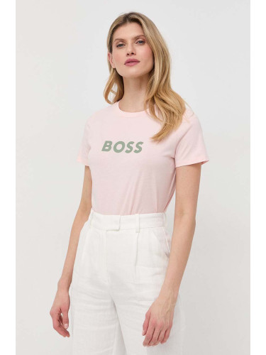 Памучна тениска BOSS в розово 50468356