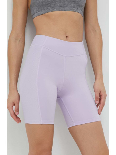 Къс панталон за йога Reebok в лилаво с изчистен дизайн с висока талия