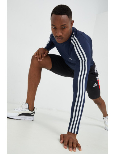 Блуза с дълги ръкави за трениране adidas Performance Techfit 3-stripes в тъмносиньо с принт